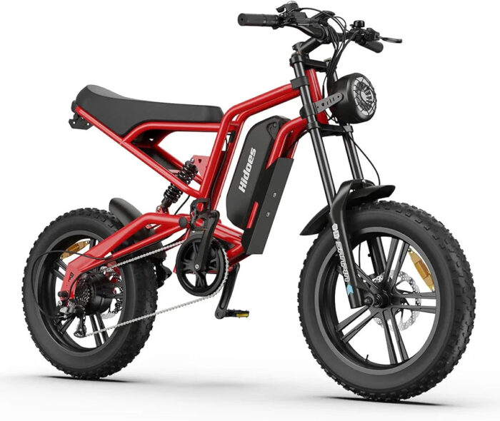 Fat Tire Electric Bike for Adults,15AH Removable Battery 80KM Range PAS Mode,Hidoes B6 Adult Electric Bicycle Up to 25Km/h,Dual shock absorption,20" x4.0 All-Terrain Tires,Shi-mano 7-Speed.
